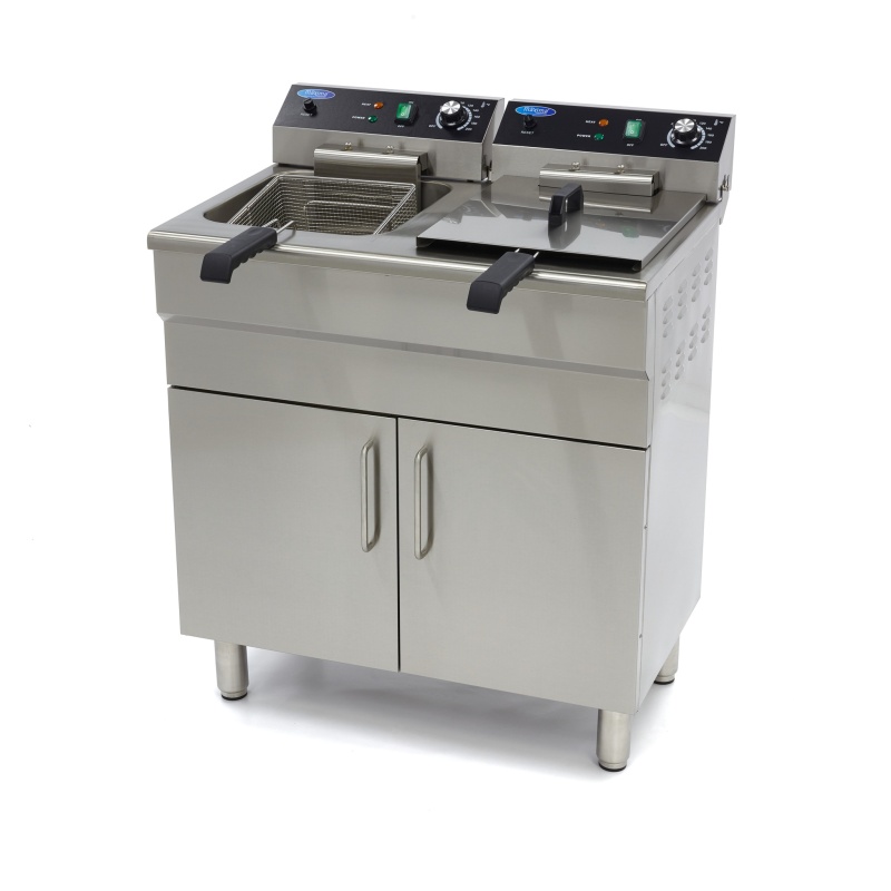 Fritüür – 2 x 16 L – 2 korvi – tühjenduskraani ja alusega – 400 V