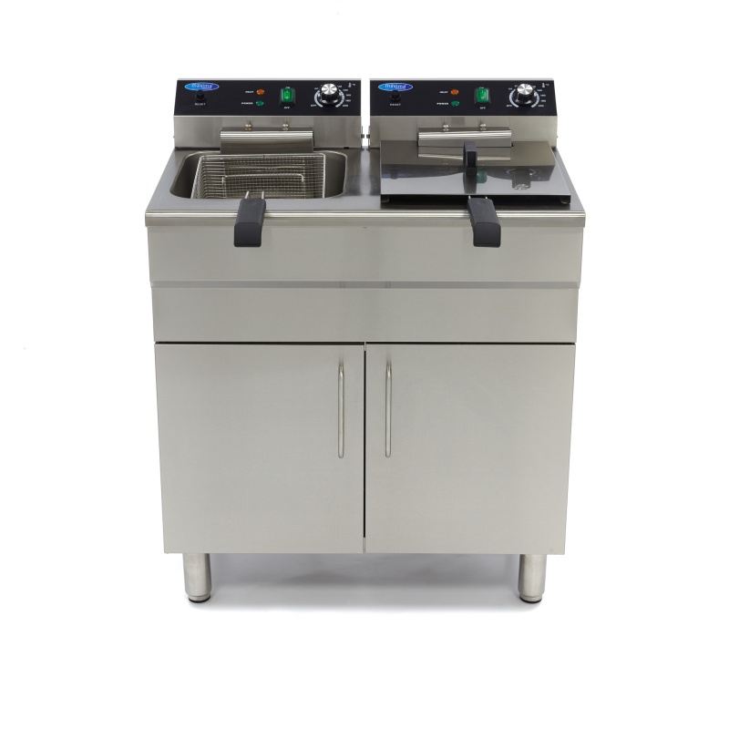 Fritüür – 2 x 16 L – 2 korvi – tühjenduskraani ja alusega – 400 V