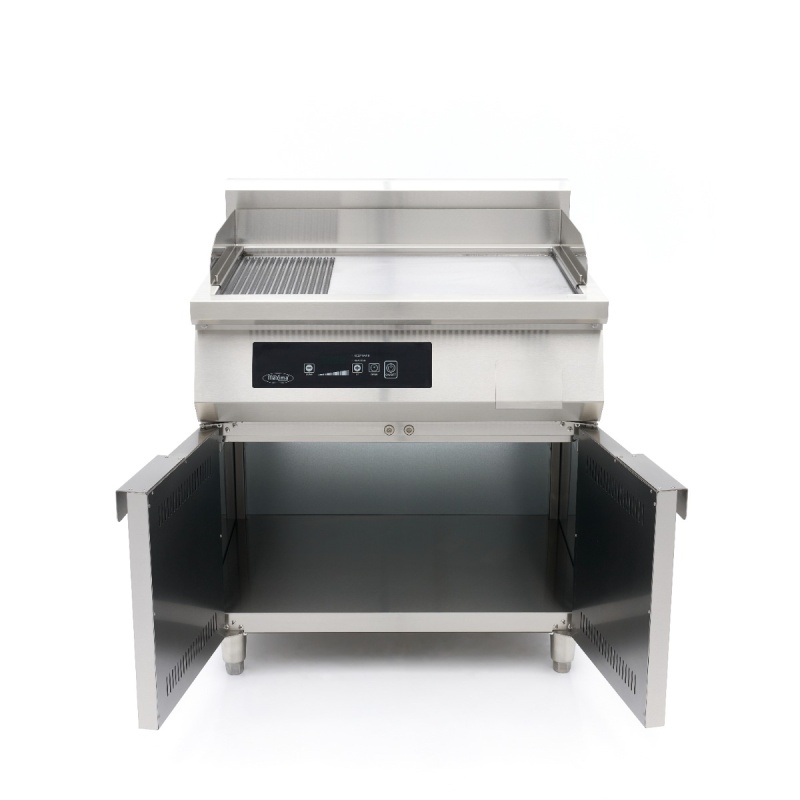 Induktsioon-grillplaat 700 – sile ja sooneline – 10000 W – topelt – alusega