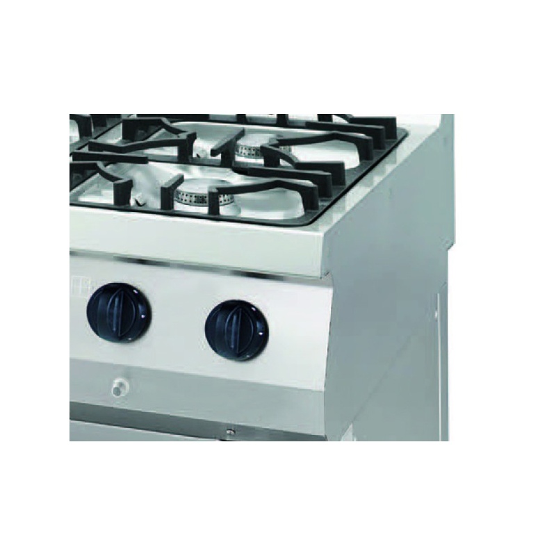 Heavy-duty pliit – 4 põletit – kaheosaline – 70 cm sügav – 31 kW – gaas ahjuga