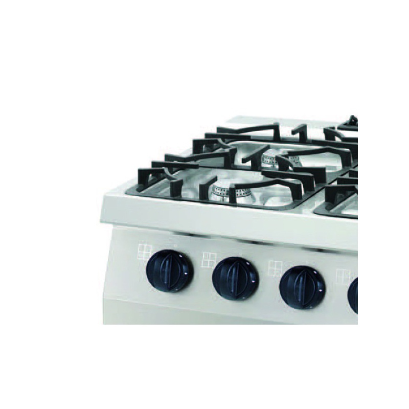 Heavy-duty pliit – 4 põletit – kaheosaline – 70 cm sügav – 31 kW – gaas ahjuga