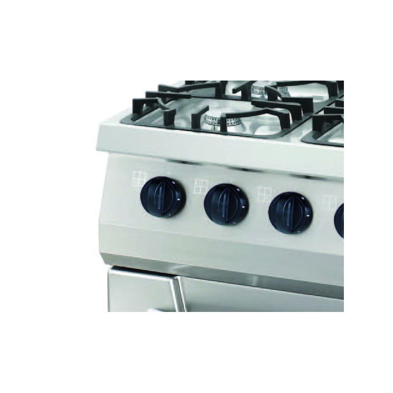 Heavy-duty pliit – 4 põletit – kaheosaline – 70 cm sügav – 34 kW – gaas ahjuga
