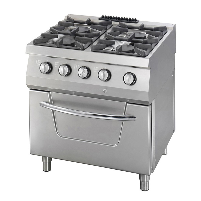 Heavy-duty pliit – 4 põletit – kaheosaline – 70 cm sügav – 37 kW – gaas ahjuga