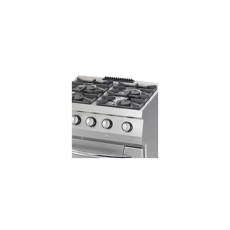 Heavy-duty pliit – 4 põletit – kaheosaline – 70 cm sügav – 37 kW – gaas ahjuga