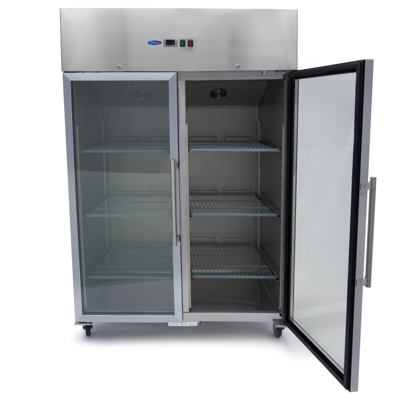 Külmik – 1200 L – 6 reguleeritavat riiulit (2/1 GN) – roostevaba – klaasuksega