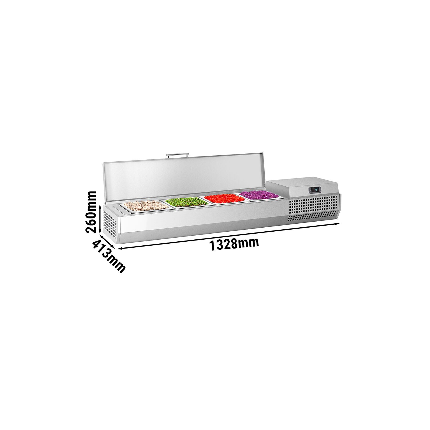 GN külmlett 1328 × 260/413 mm, 4 × GN 1/3