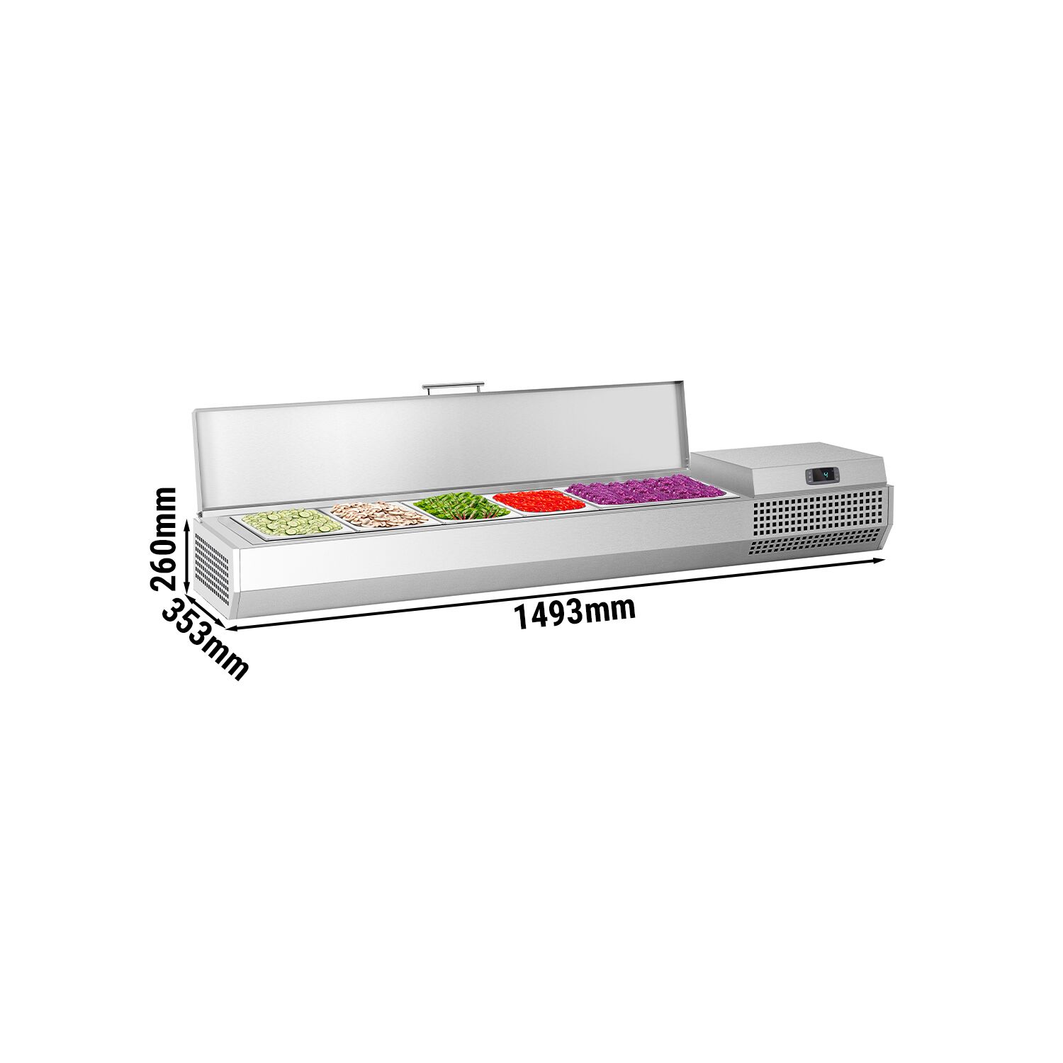 GN külmlett 1493 × 353 mm, 6 × GN 1/4