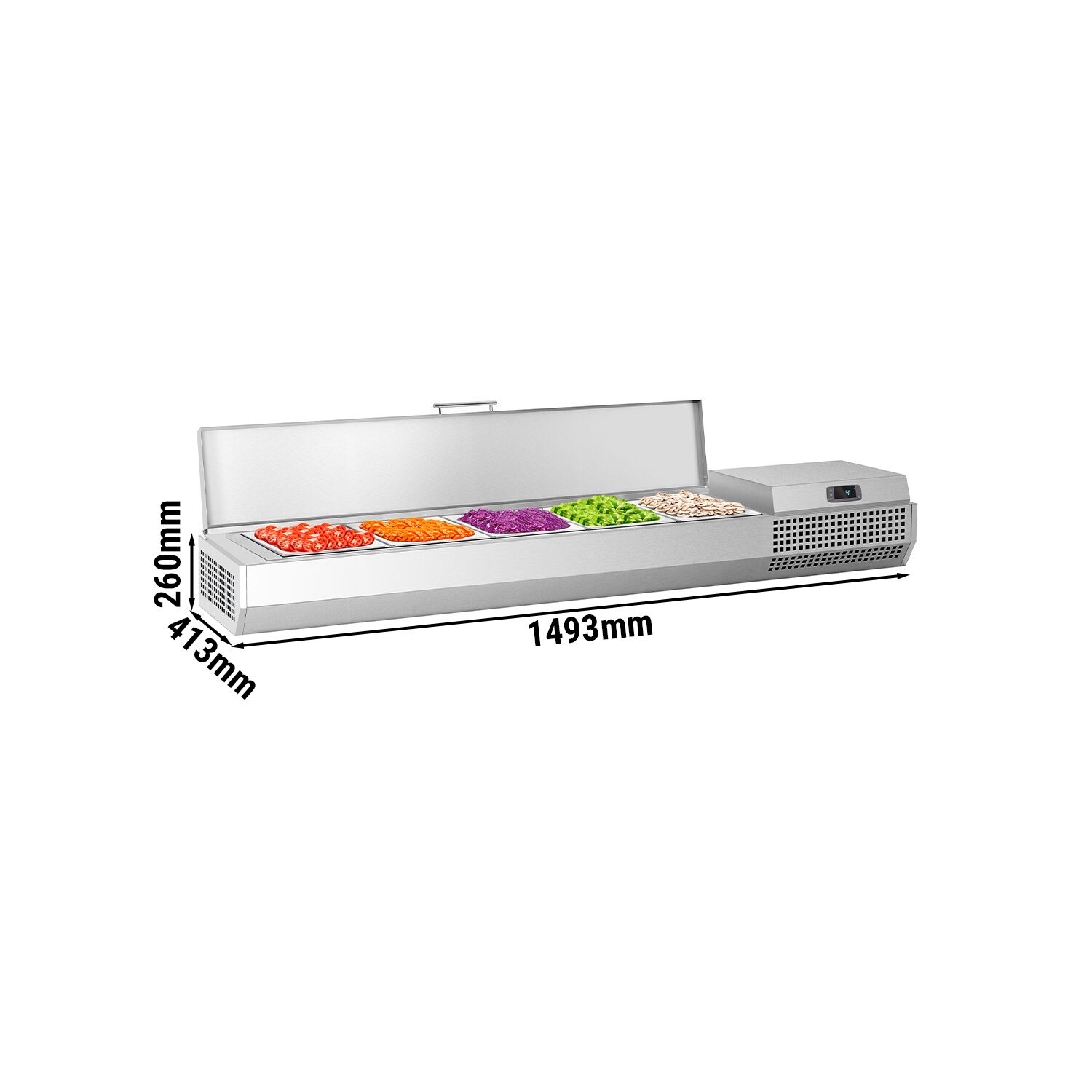 GN külmlett 1493 × 413 mm, 5 × GN 1/3