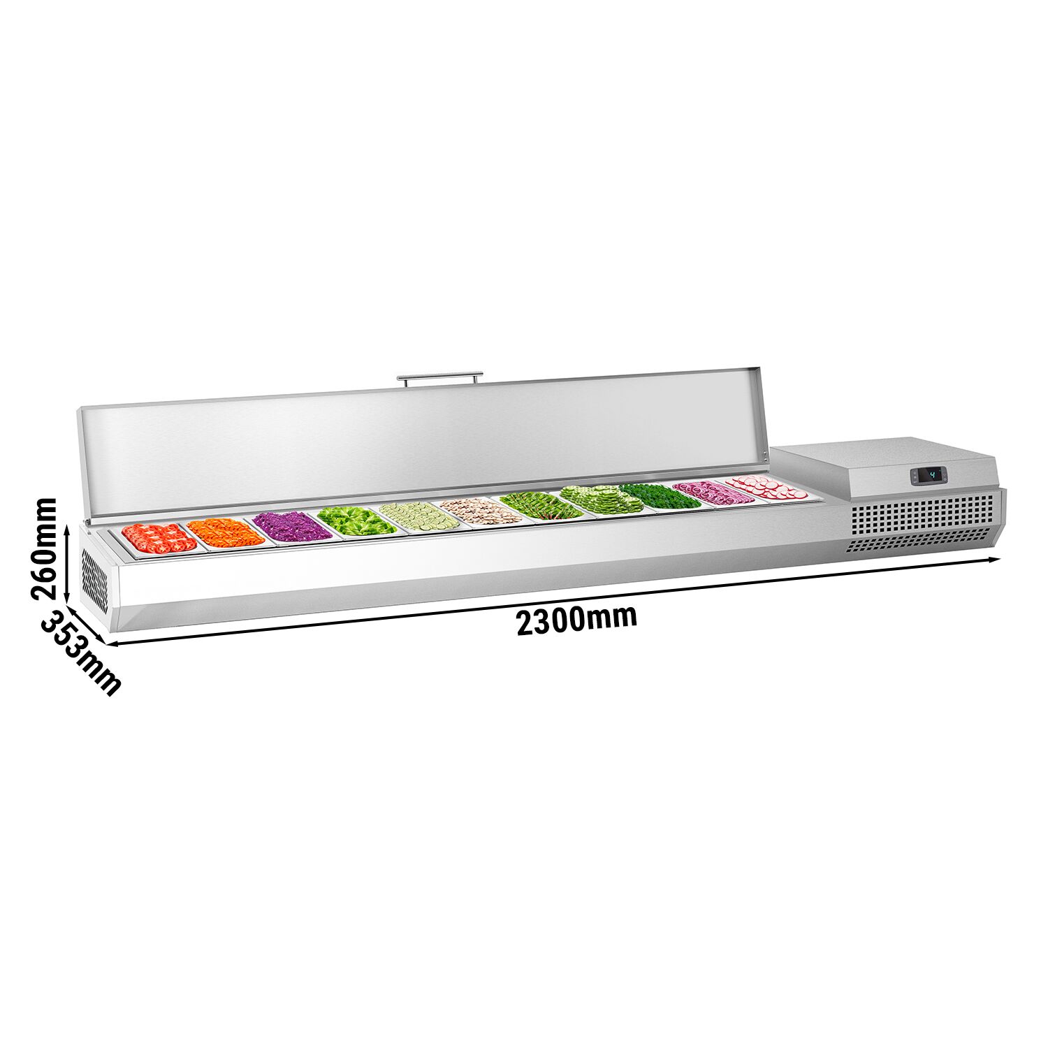 GN külmlett 2300 × 353 mm, 11 × GN 1/4