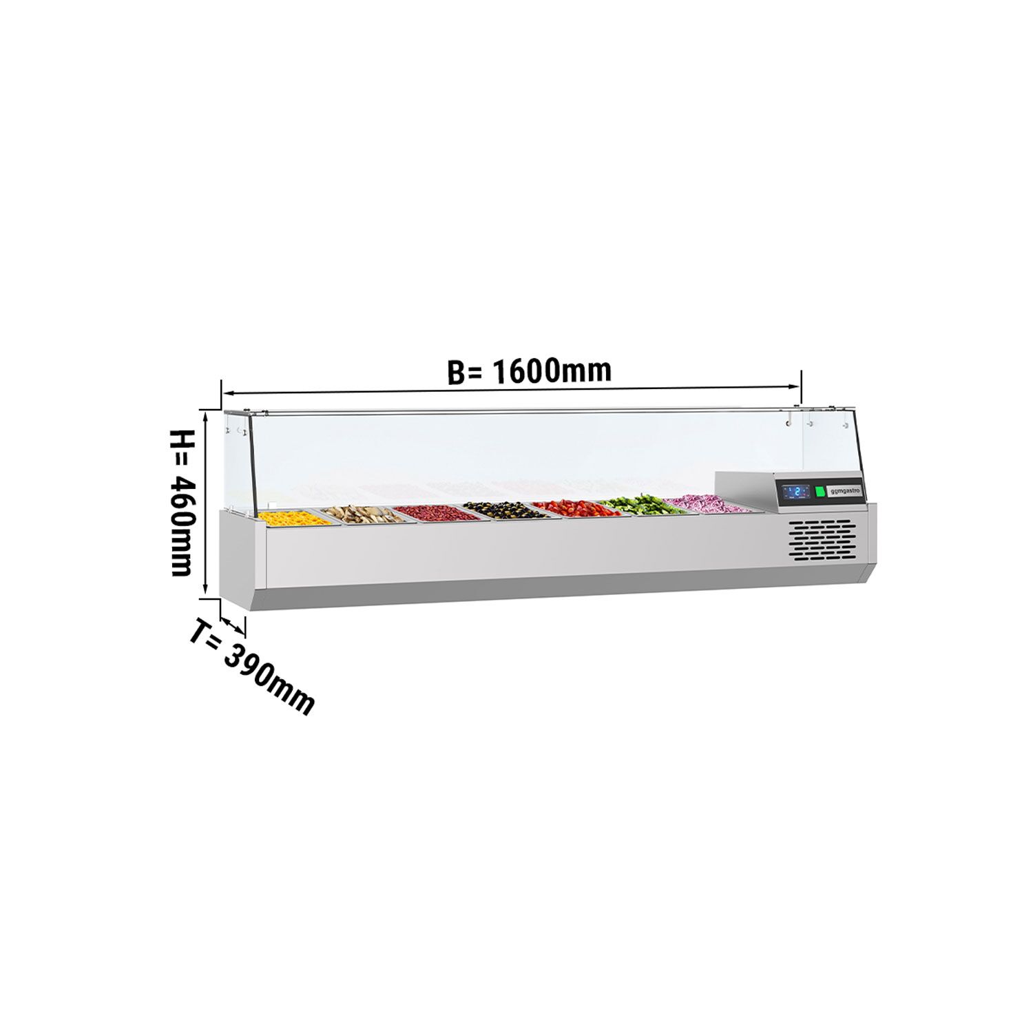 GN külmlett 1600 × 460 mm, 6 × GN 1/3