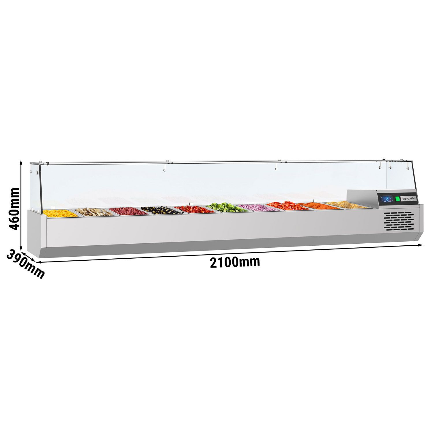 GN külmlett 2100 × 390 mm, 10 × GN 1/3