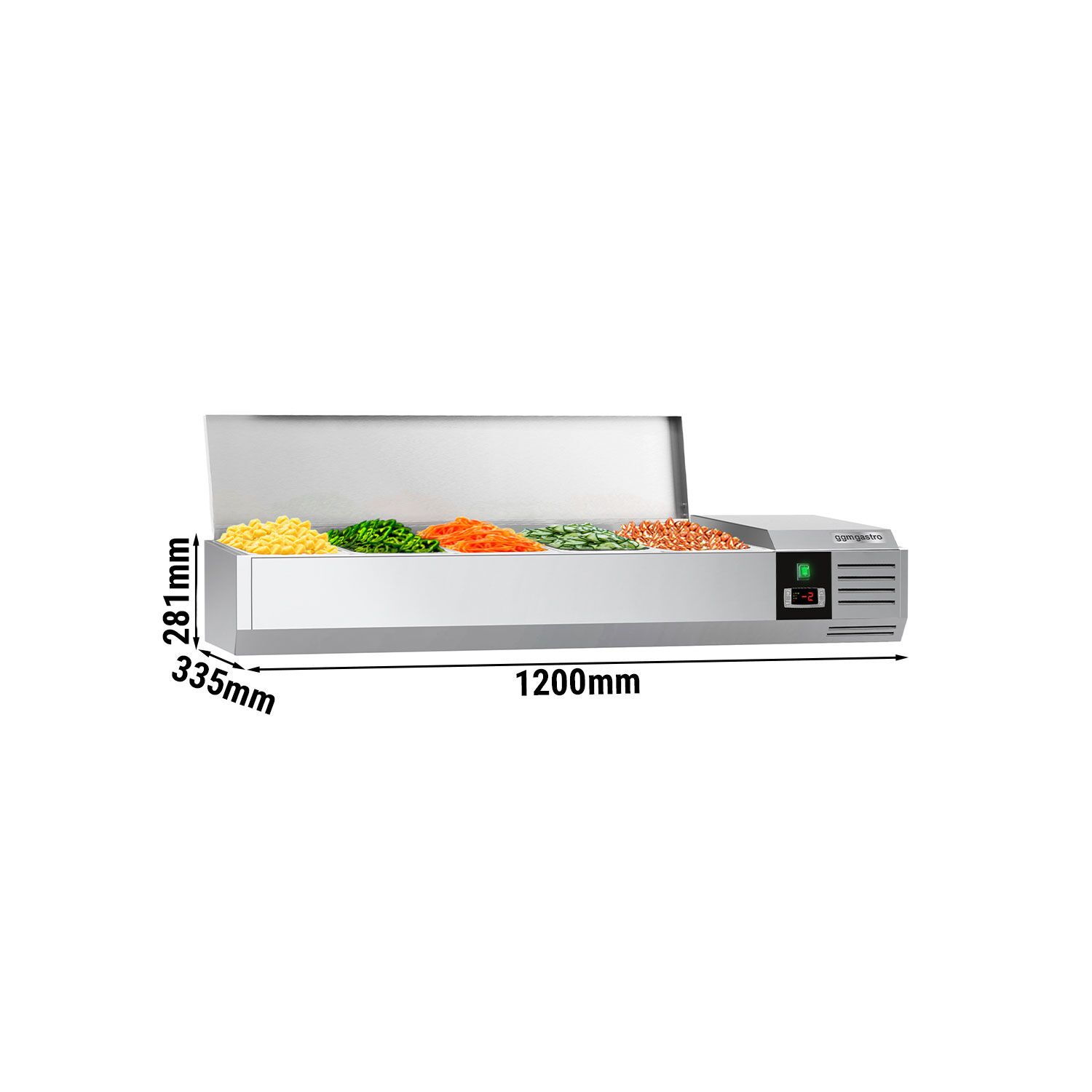 GN külmlett 1200 × 335 mm, 5 × GN 1/4