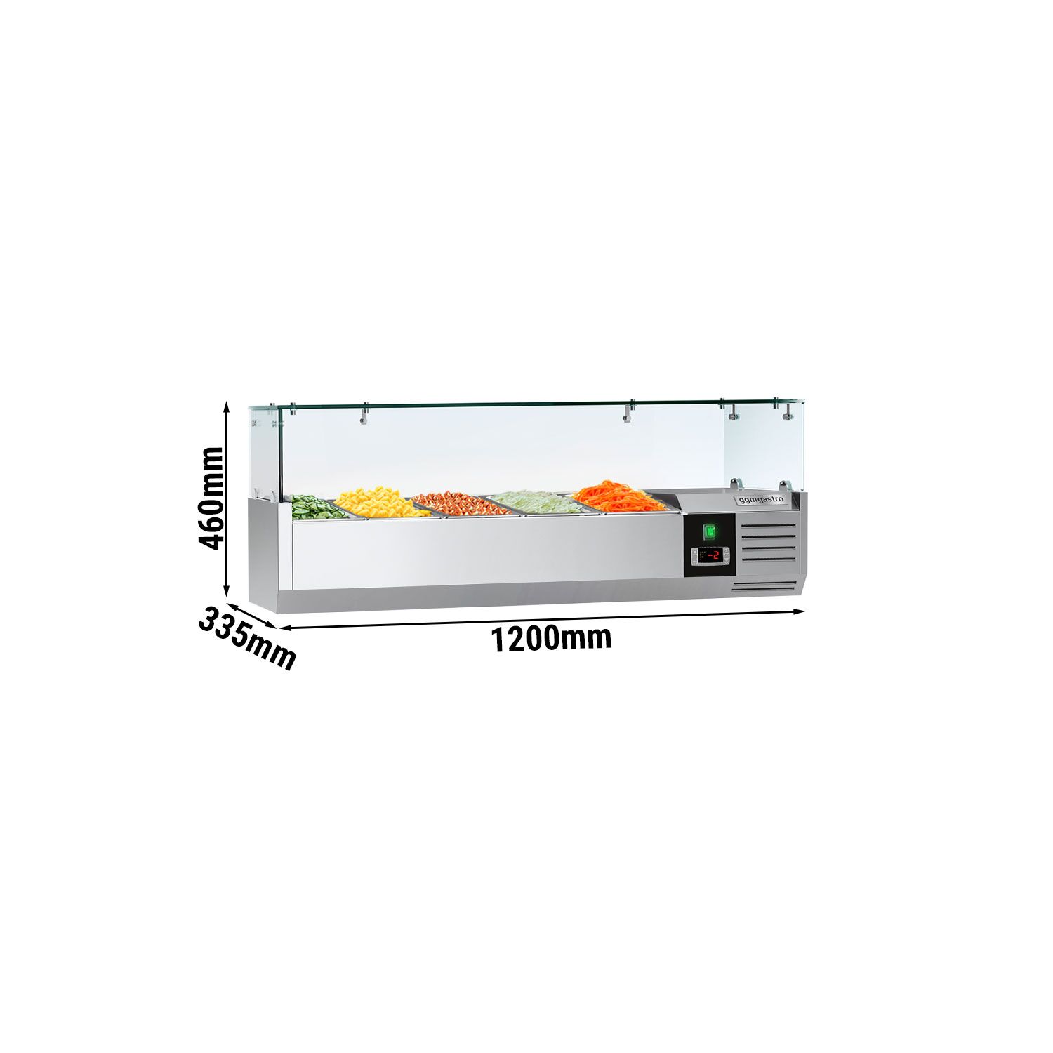 GN külmlett 1200 × 335 mm, 5 × GN 1/4