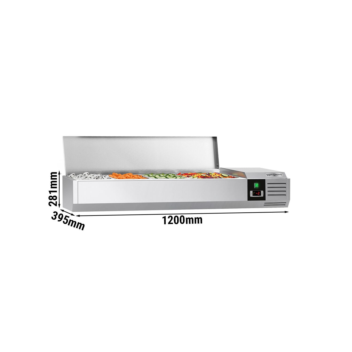 GN külmlett 1200 × 395 mm, 4 × GN 1/3