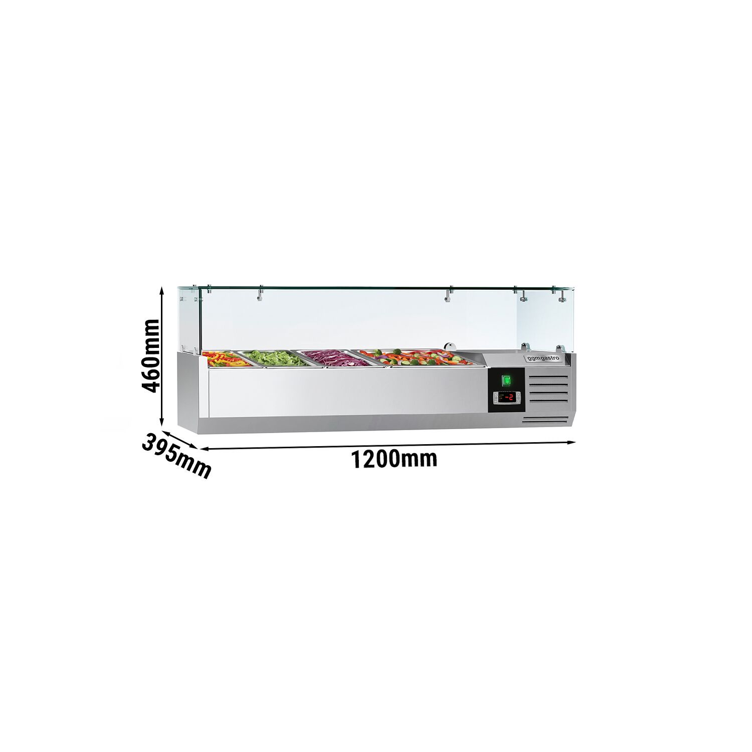 GN külmlett 1200 × 395 mm, 4 × GN 1/3