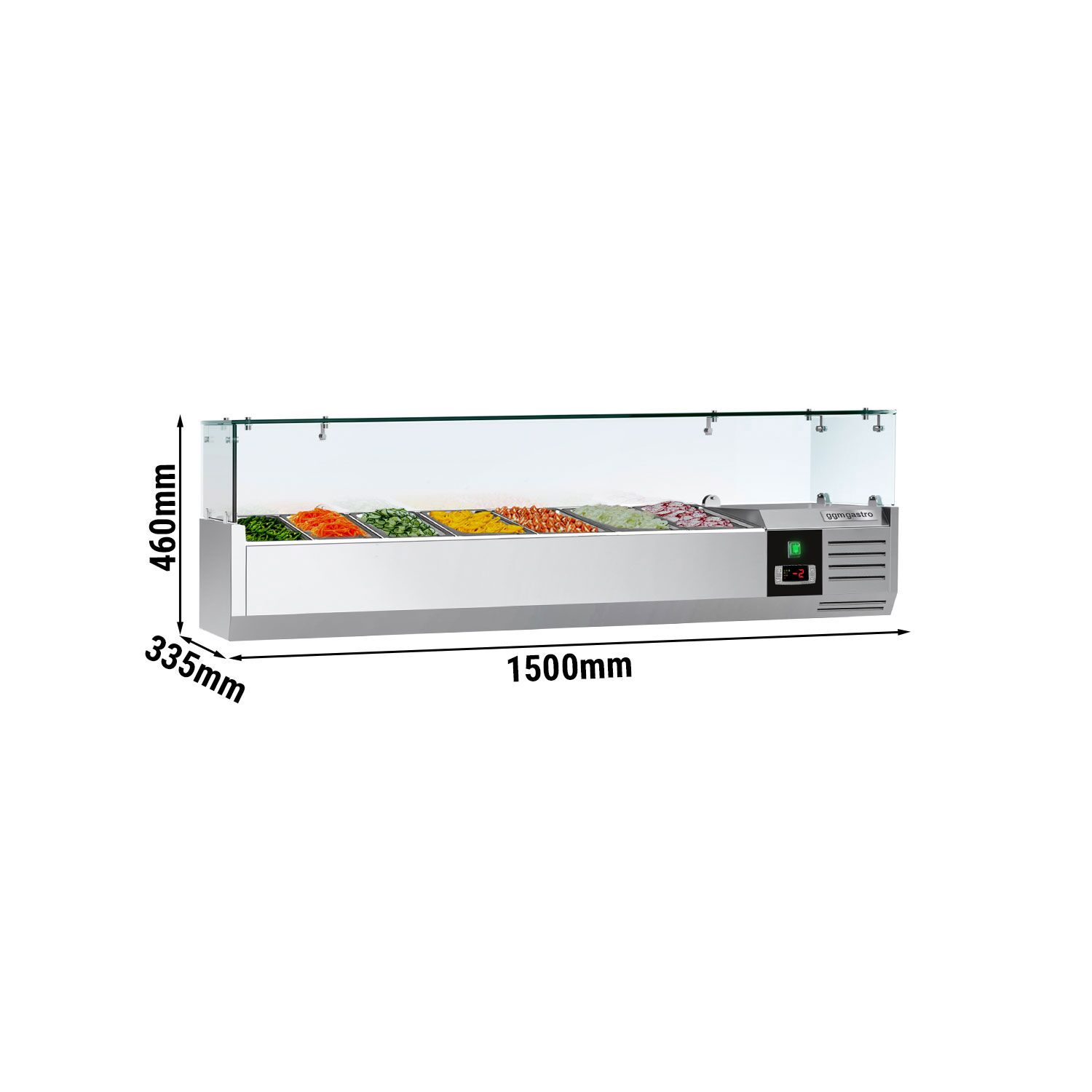 GN külmlett 1500 × 335 mm, 7 × GN 1/4