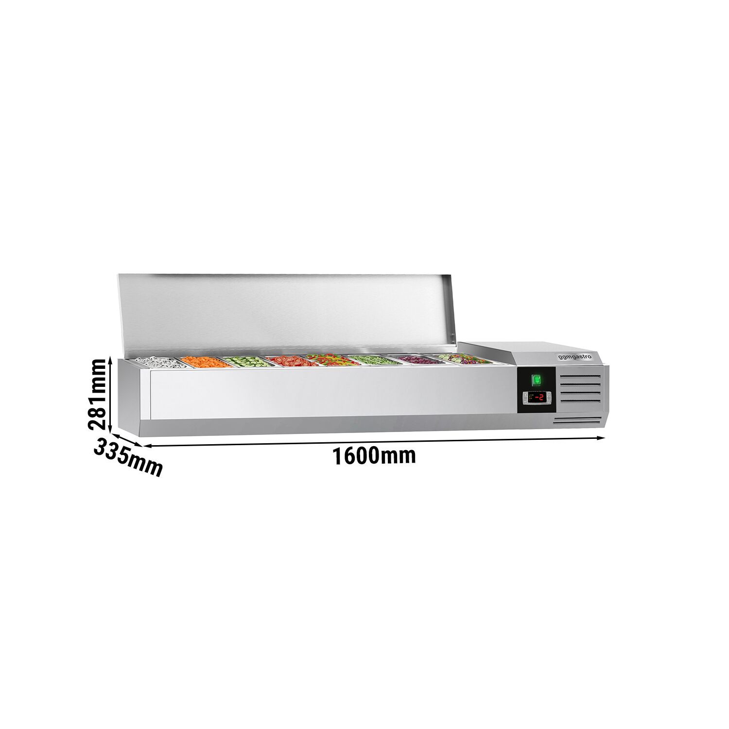 GN külmlett 1600 × 335 mm, 7 × GN 1/4