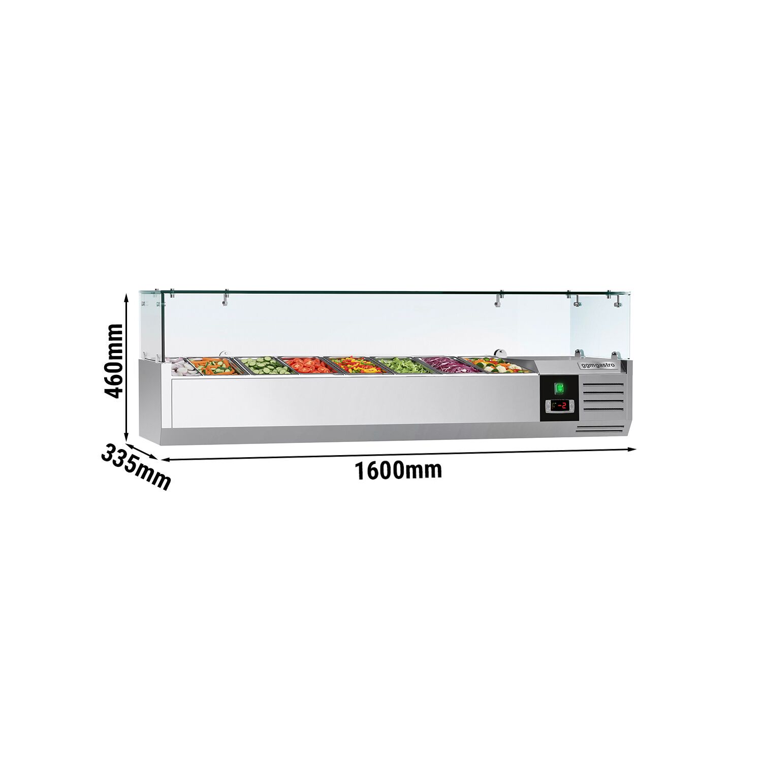 GN külmlett 1600 × 335 mm, 7 × GN 1/4