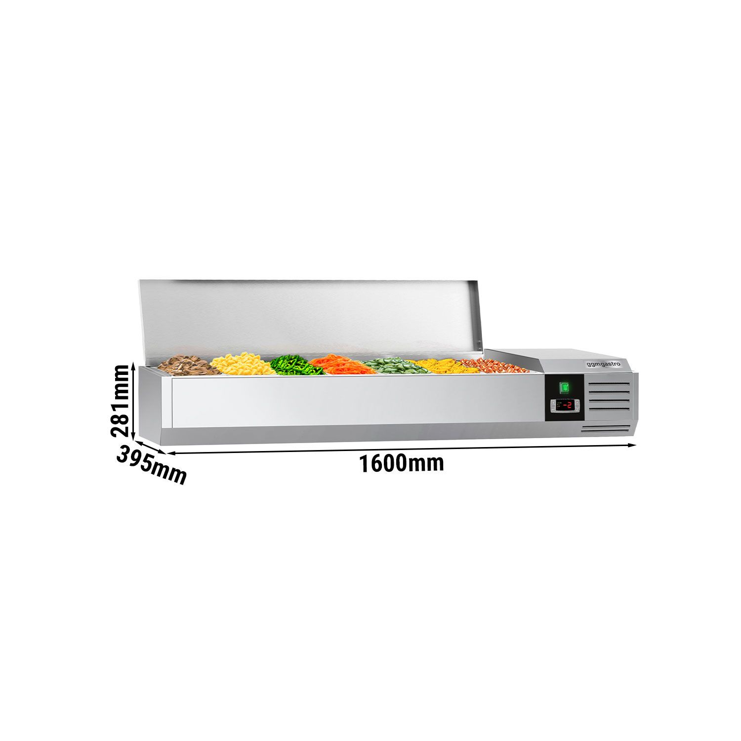 GN külmlett 1600 × 395 mm, 7 × GN 1/3