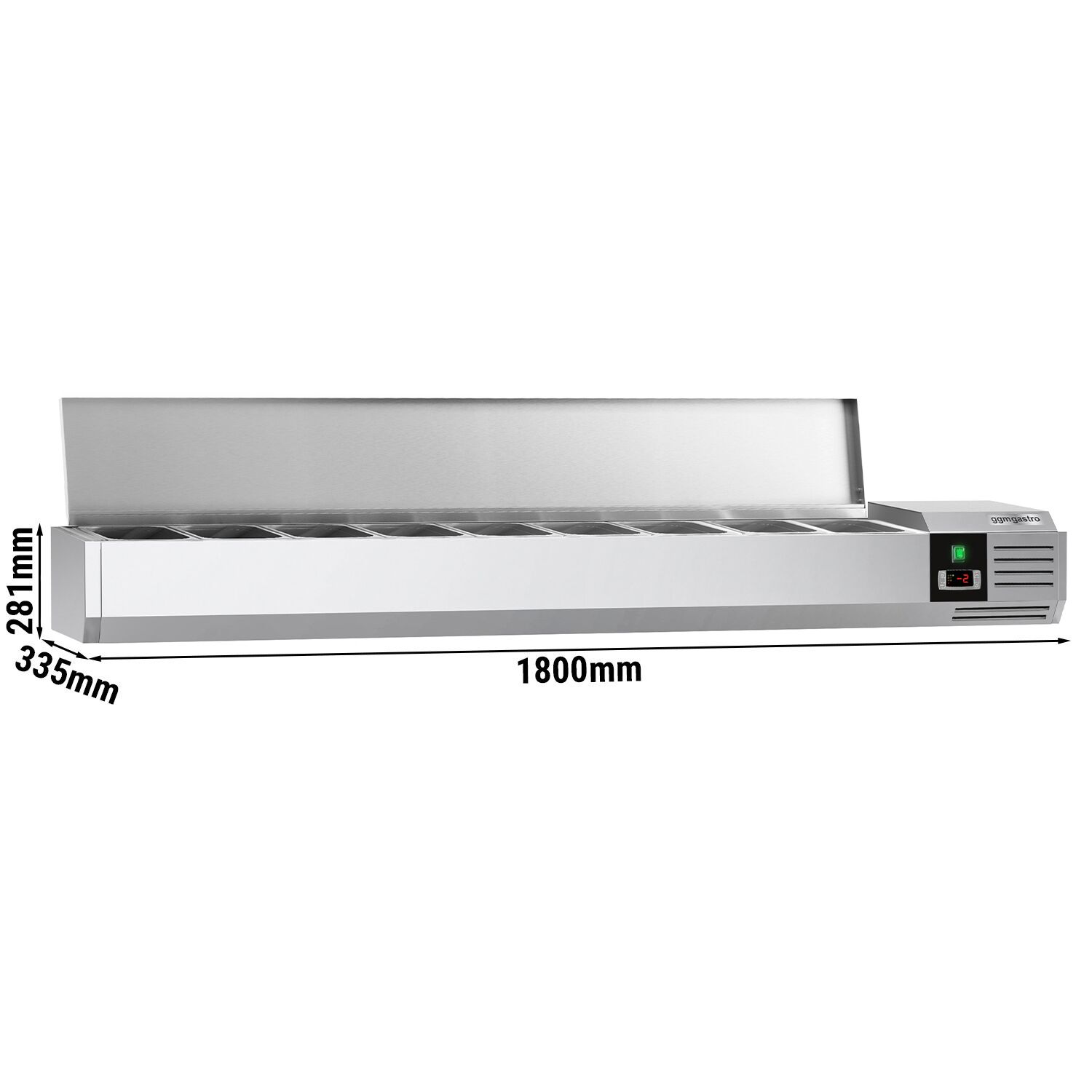 GN külmlett 1800 × 335 mm, 8 × GN 1/4