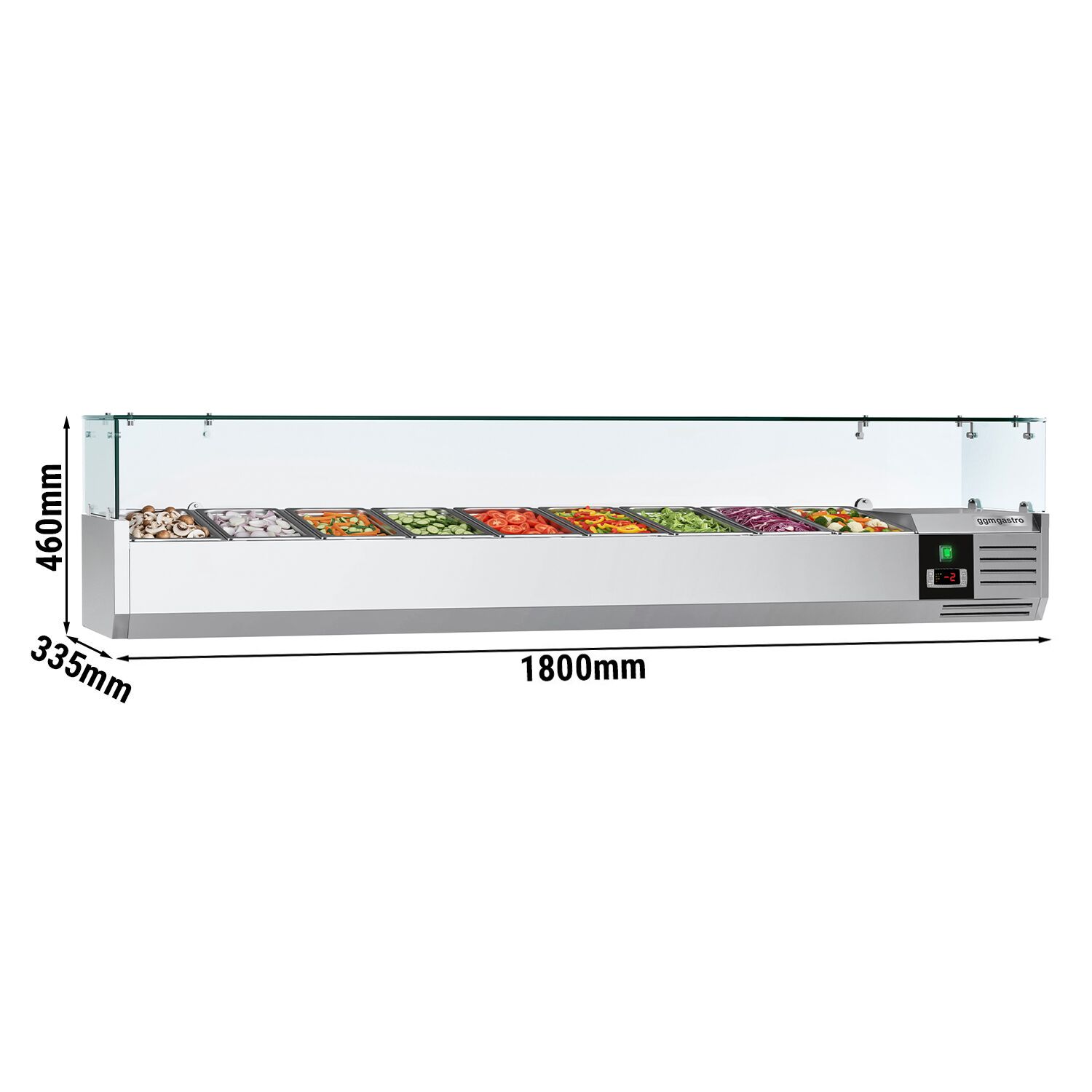 GN külmlett 1800 × 335 mm, 8 × GN 1/4