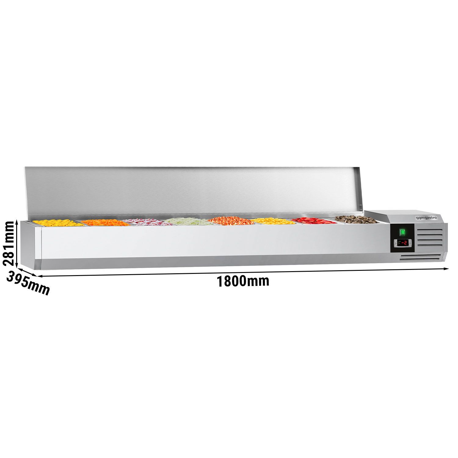 GN külmlett 1800 × 395 mm, 8 × GN 1/3