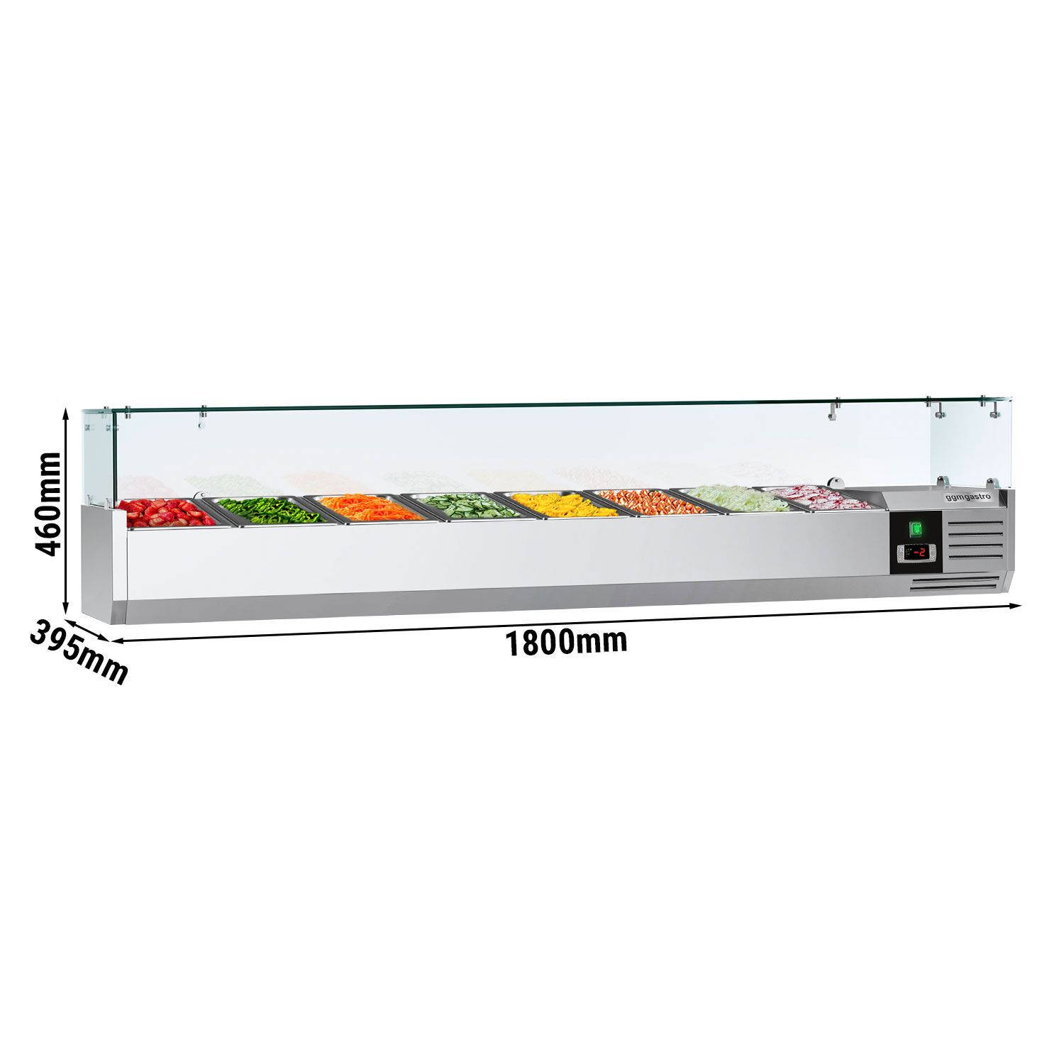 GN külmlett 1800 × 395 mm, 8 × GN 1/3