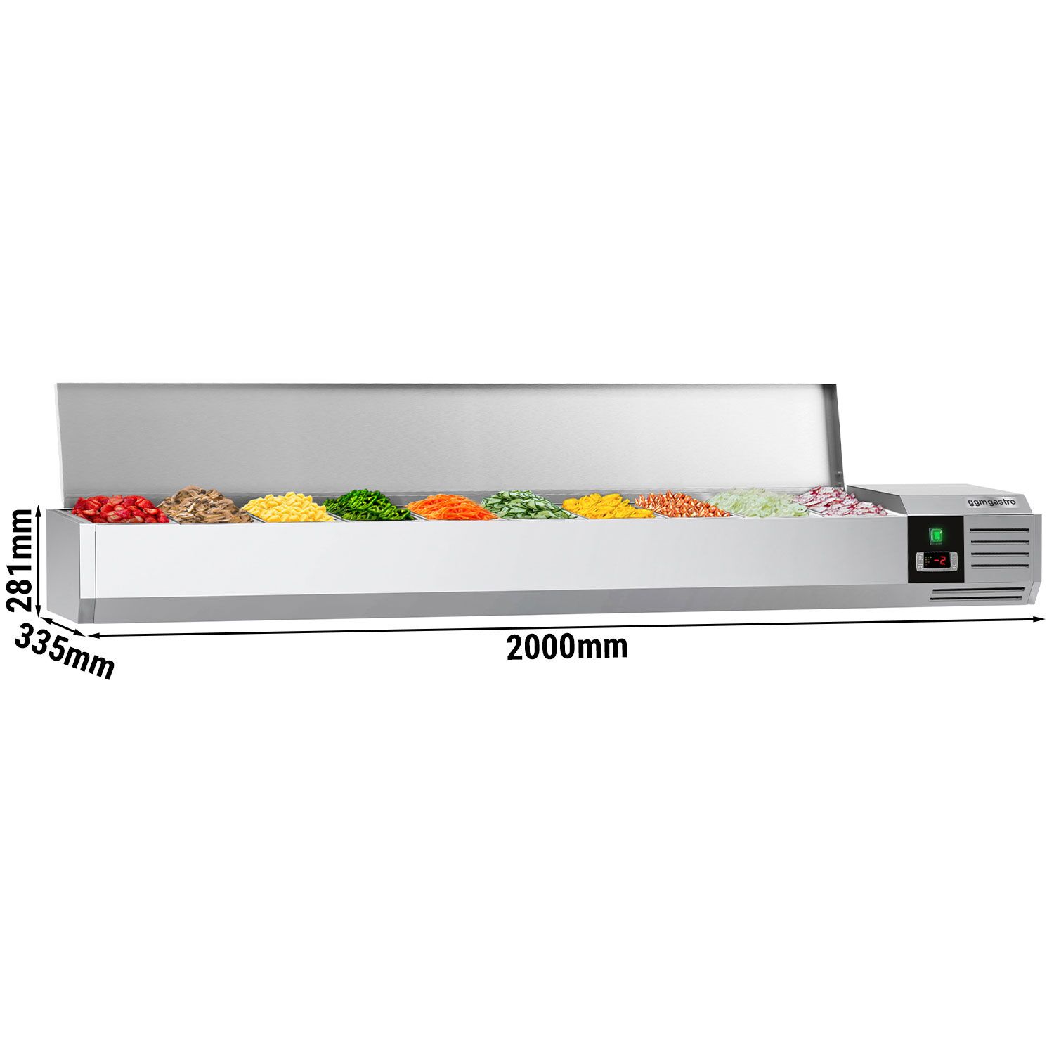 GN külmlett 2000 × 281/335 mm, 10 × GN 1/4
