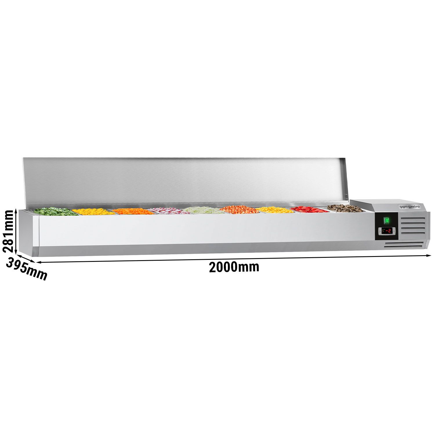 GN külmlett 2000 × 395 mm, 9 × GN 1/3