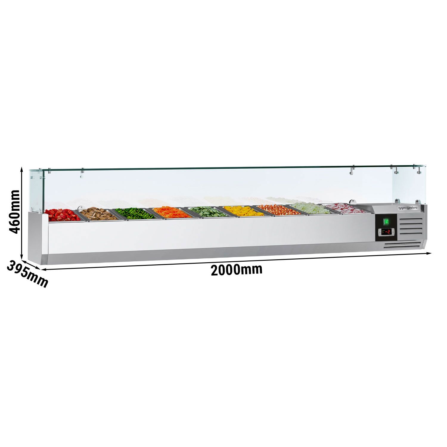 GN külmlett 2000 × 395 mm, 9 × GN 1/3