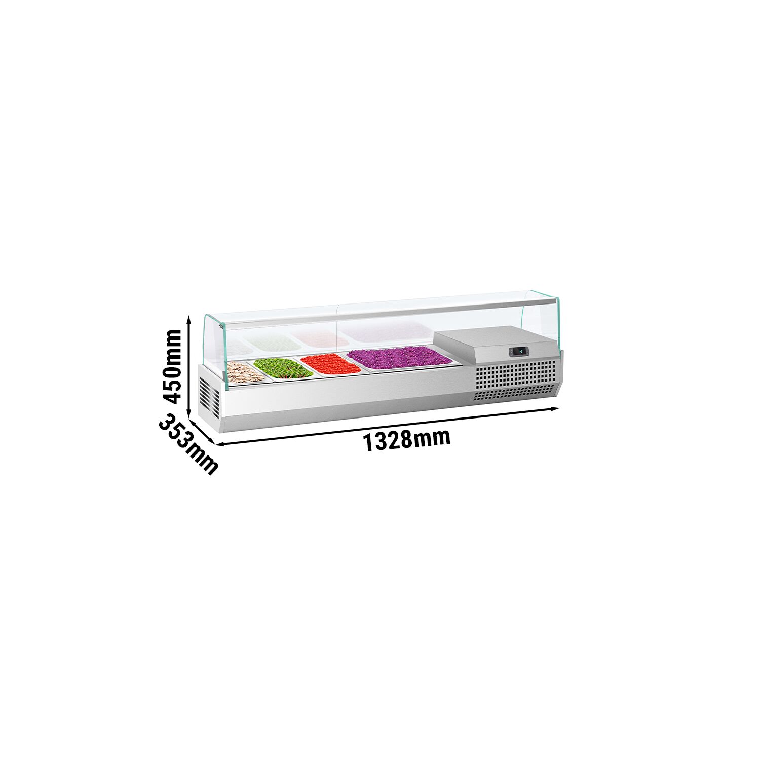 GN külmlett 1328 × 450 mm, 5 × GN 1/4