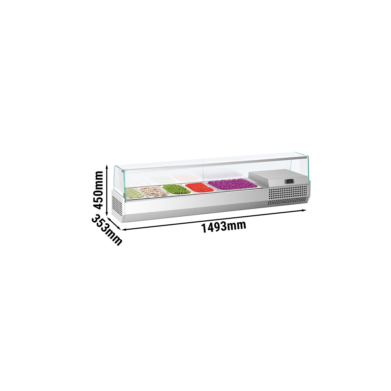 GN külmlett 1493 × 353 mm, 6 × GN 1/4