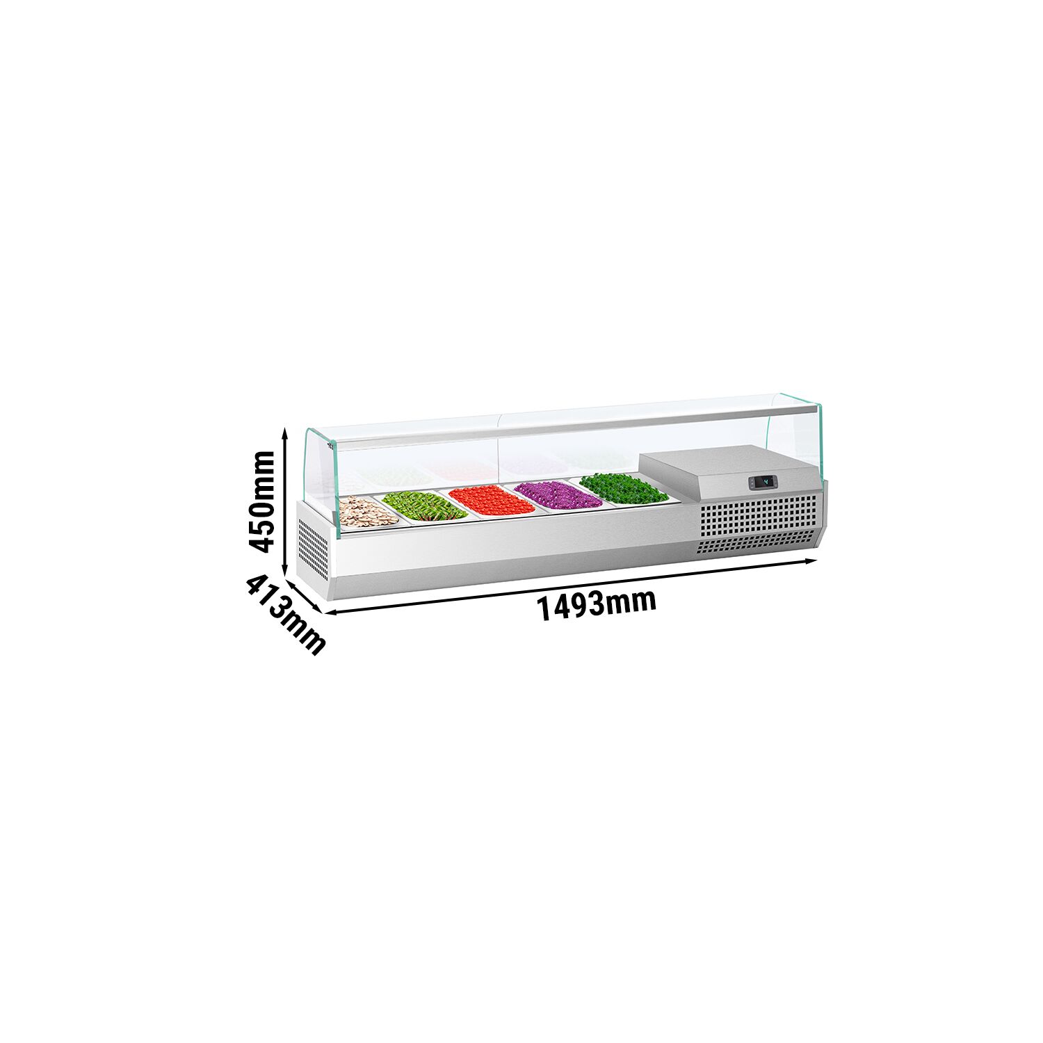 GN külmlett 1493 × 413 mm, 5 × GN 1/3