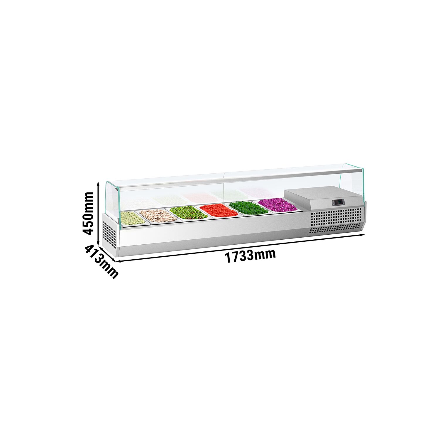 GN külmlett 1733 × 413 mm, 6 × GN 1/3