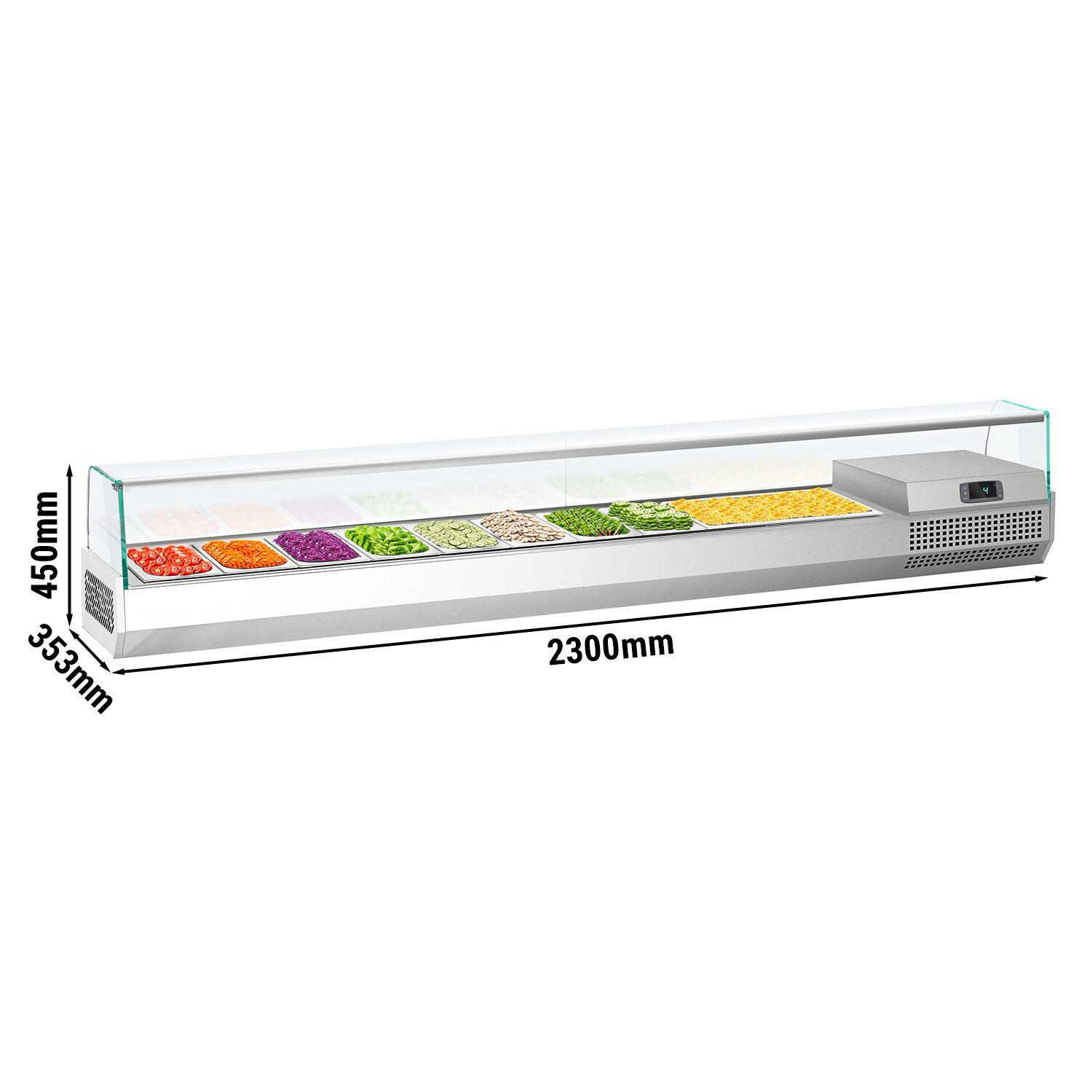 GN külmlett 2300 × 353 mm, 11 × GN 1/4