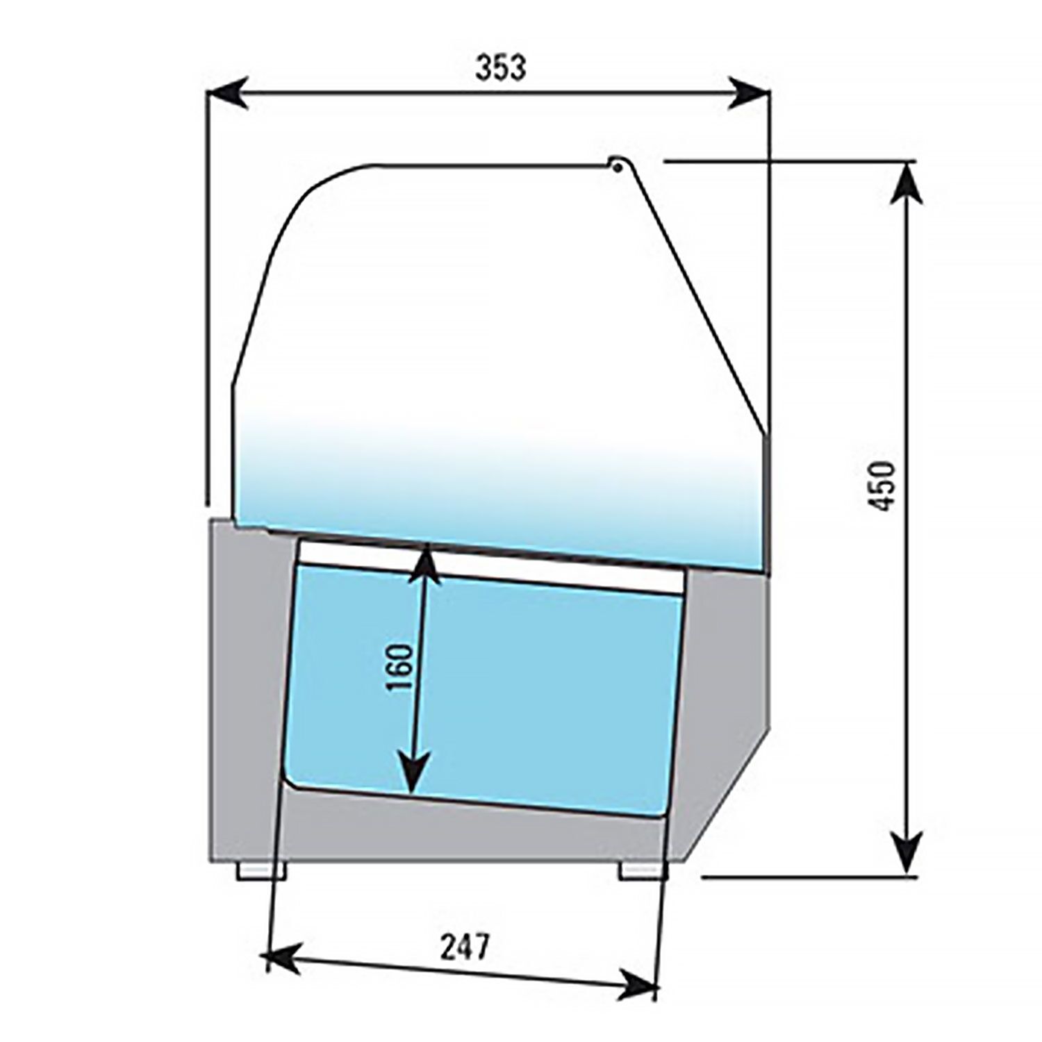 GN külmlett 2300 × 353 mm, 11 × GN 1/4