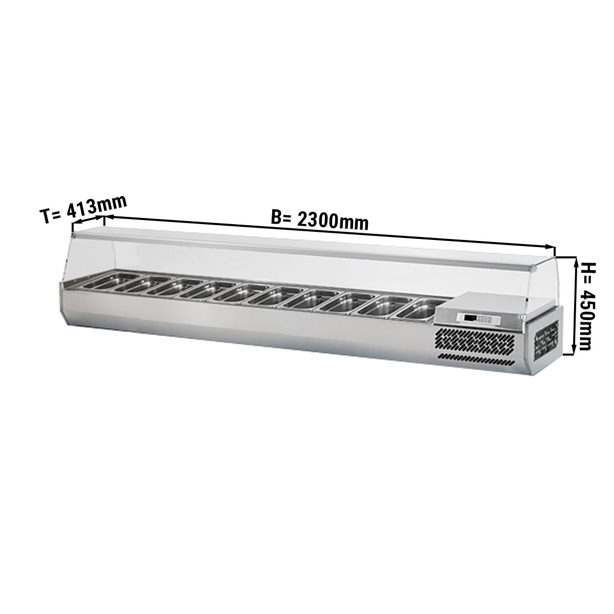 GN külmlett 2300 × 413 mm, 10 × GN 1/3