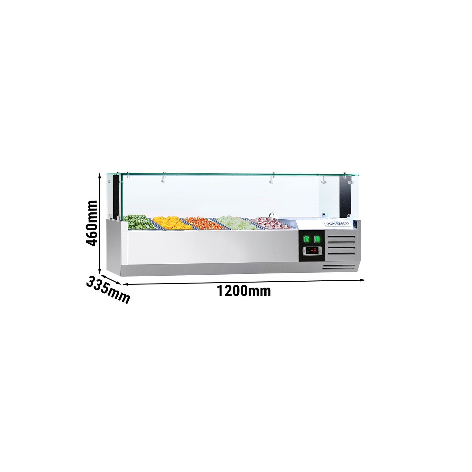 GN külmlett LED 1200 × 335 mm, 5 × GN 1/4