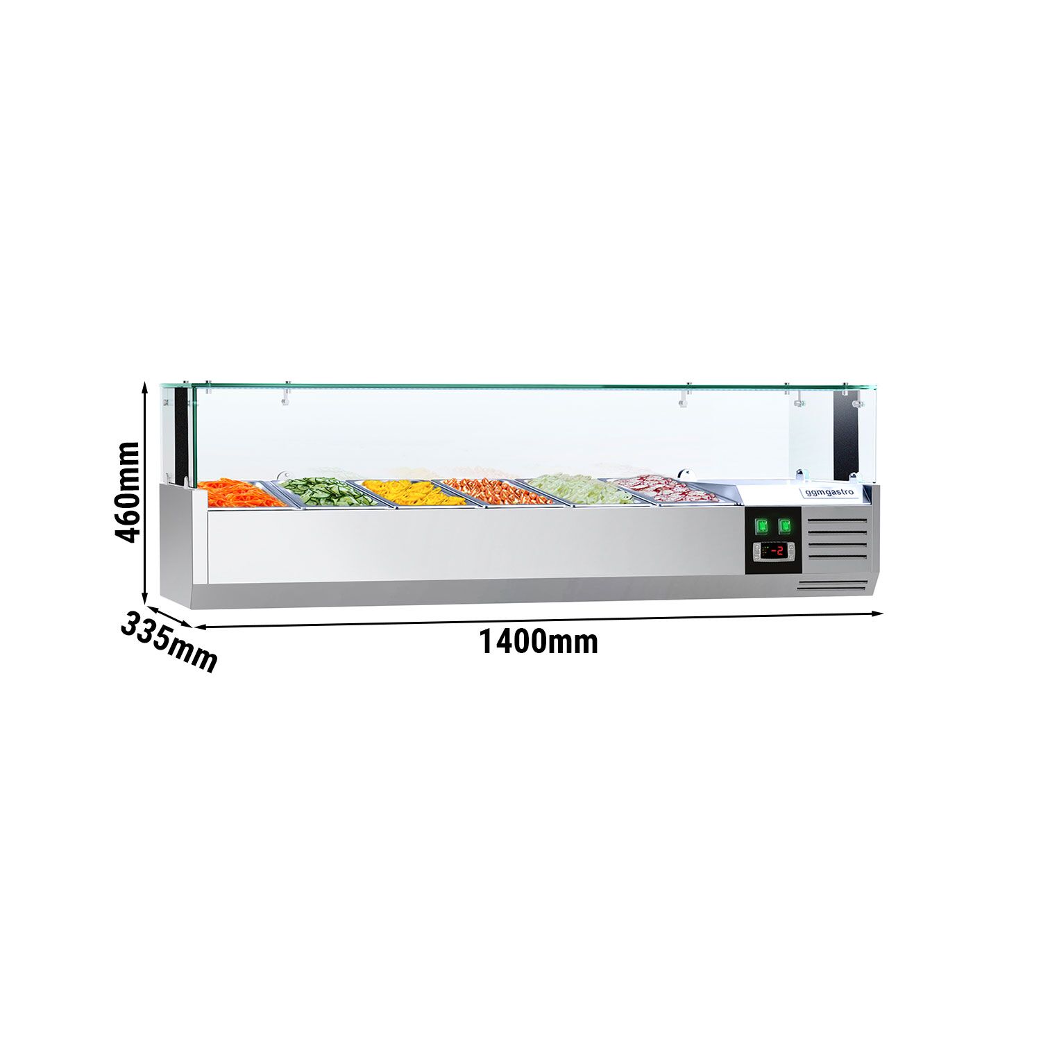 GN külmlett LED 1400 × 335 mm, 6 × GN 1/4