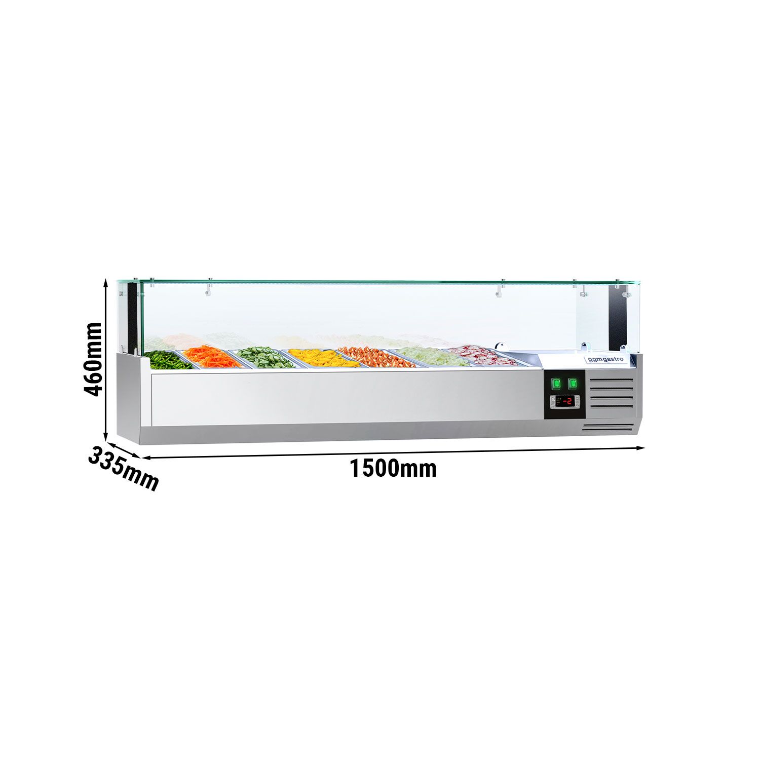 GN külmlett LED 1500 × 335 mm, 7 × GN 1/4