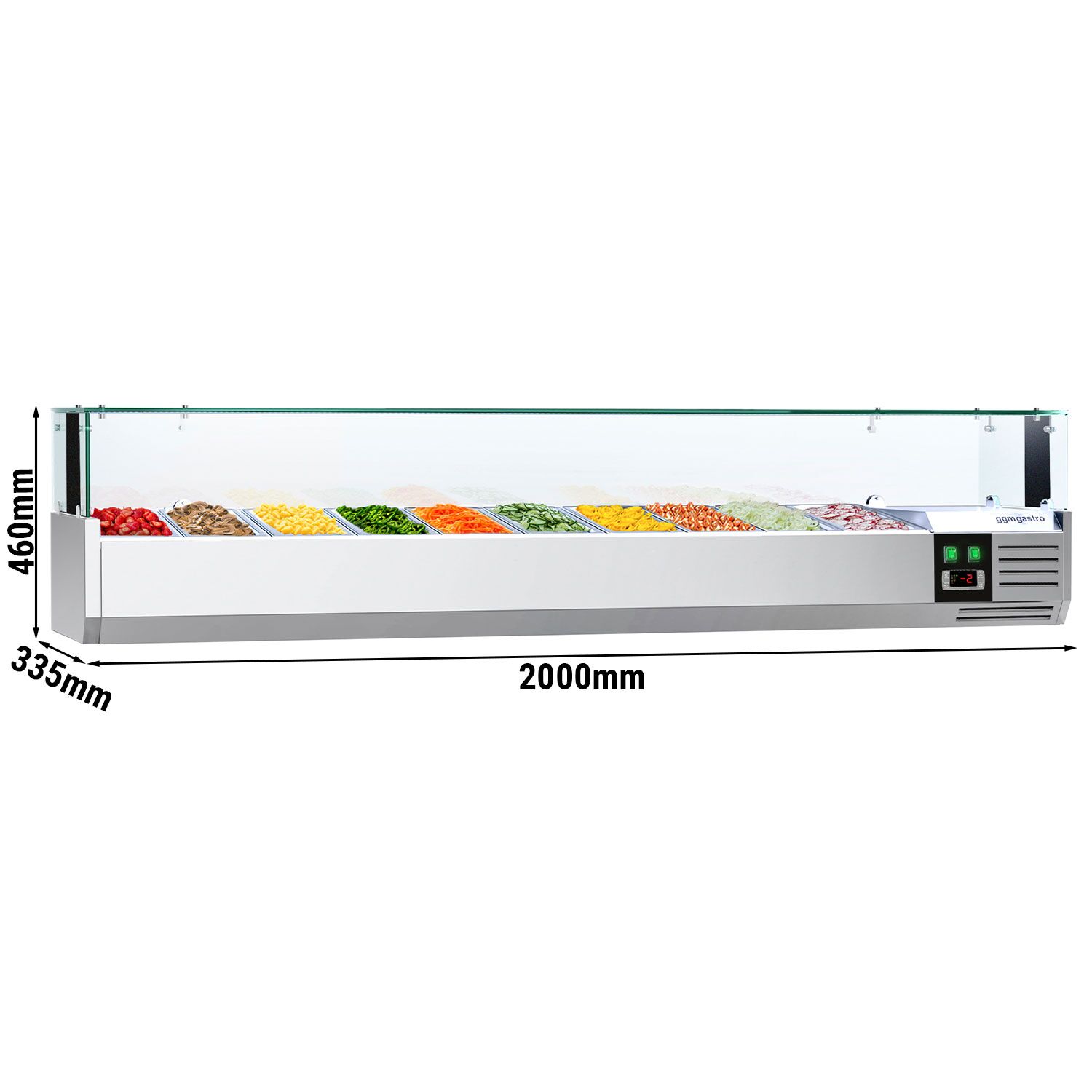 GN külmlett LED 2000 × 335 mm, 10 × GN 1/4