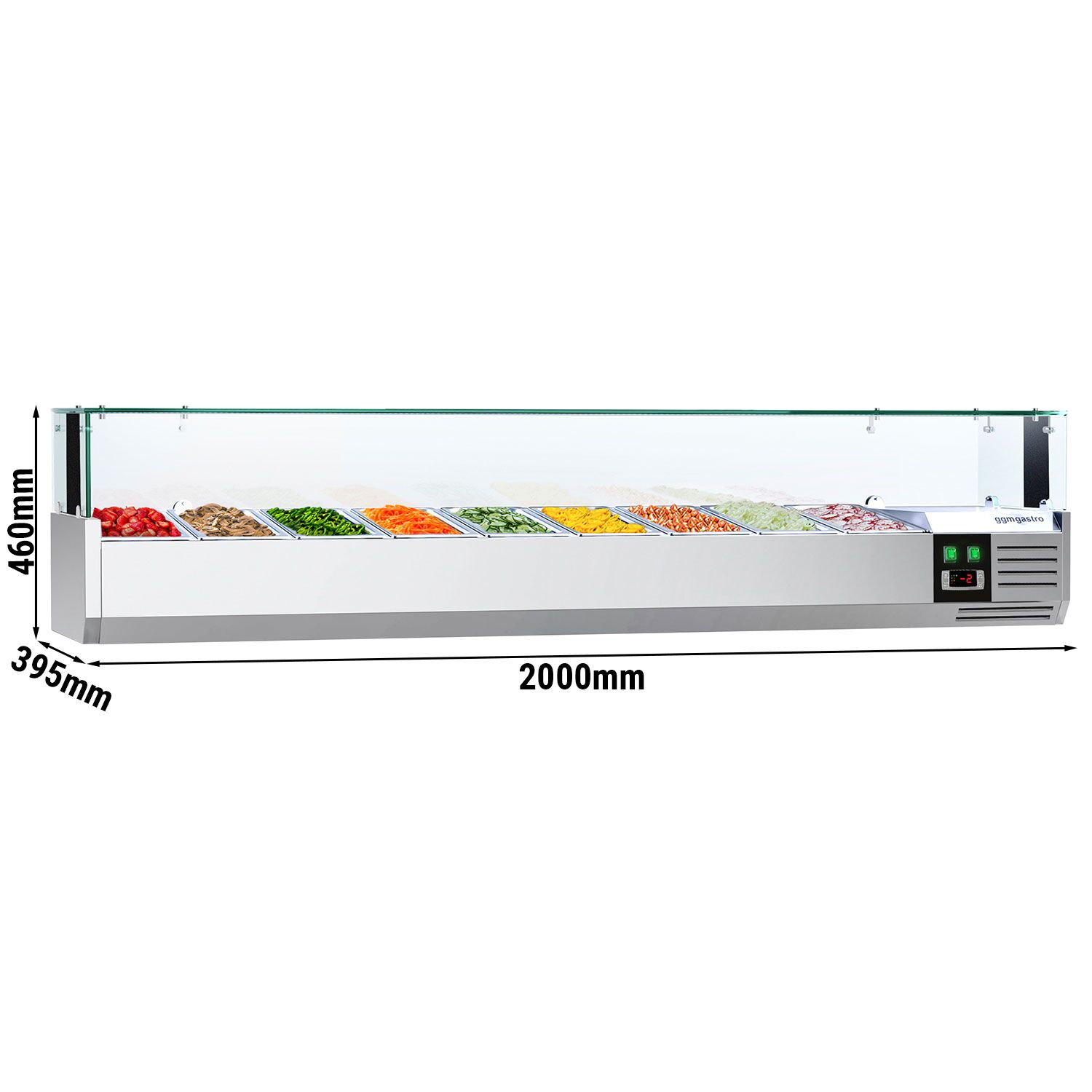 GN külmlett LED 2000 × 395 mm, 9 × GN 1/3