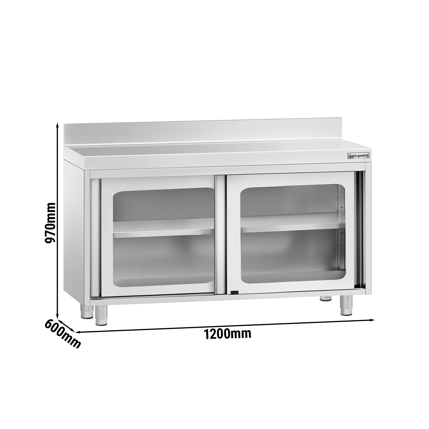 Roostevaba kapp 1200×600mm, klaas-lükandustega, tagaserv