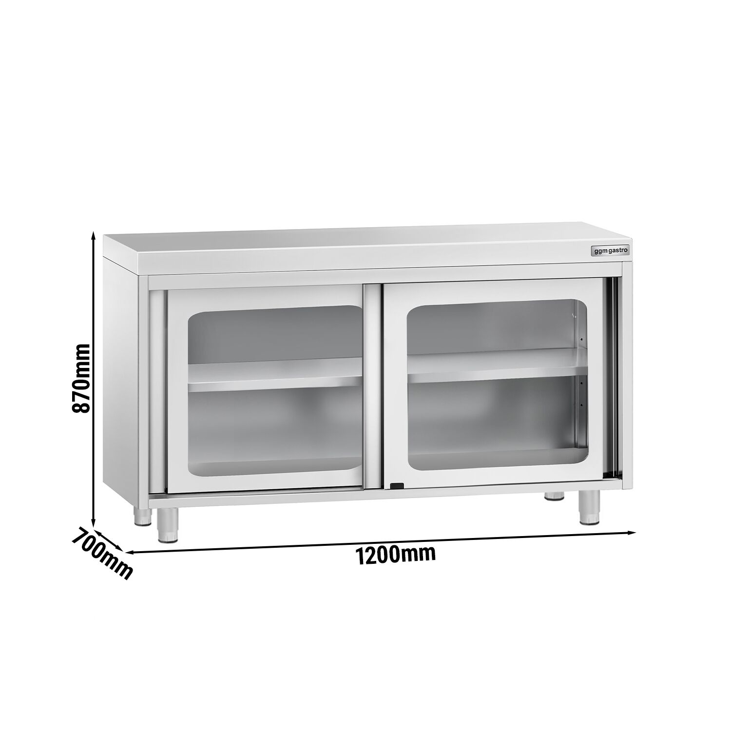 Roostevaba kapp 1200×700mm, klaas-lükandustega