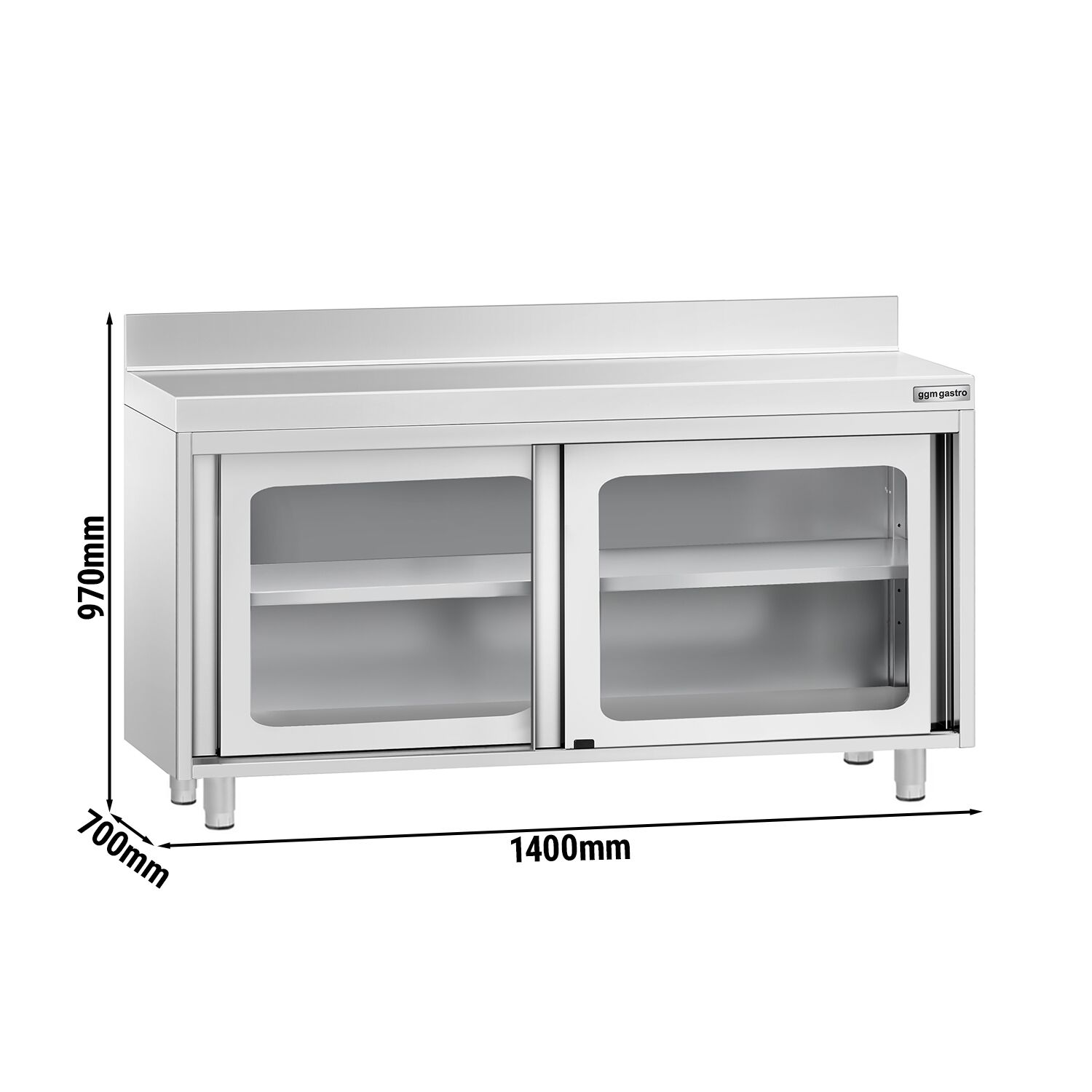 Roostevaba kapp 1400×700mm, klaas-lükandustega, tagaserv