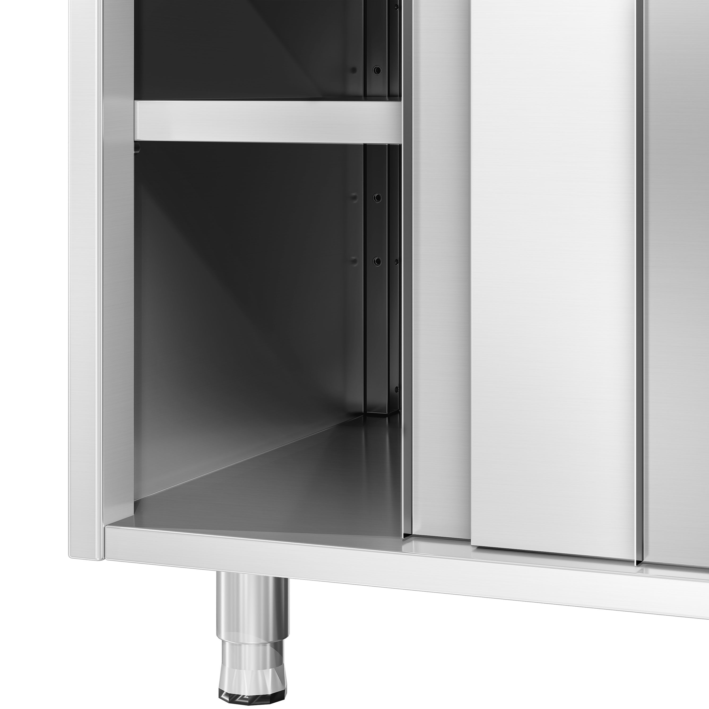 Roostevaba kapp 1400×700mm, lükandustega, 3 sahtlit paremal, tagaserv
