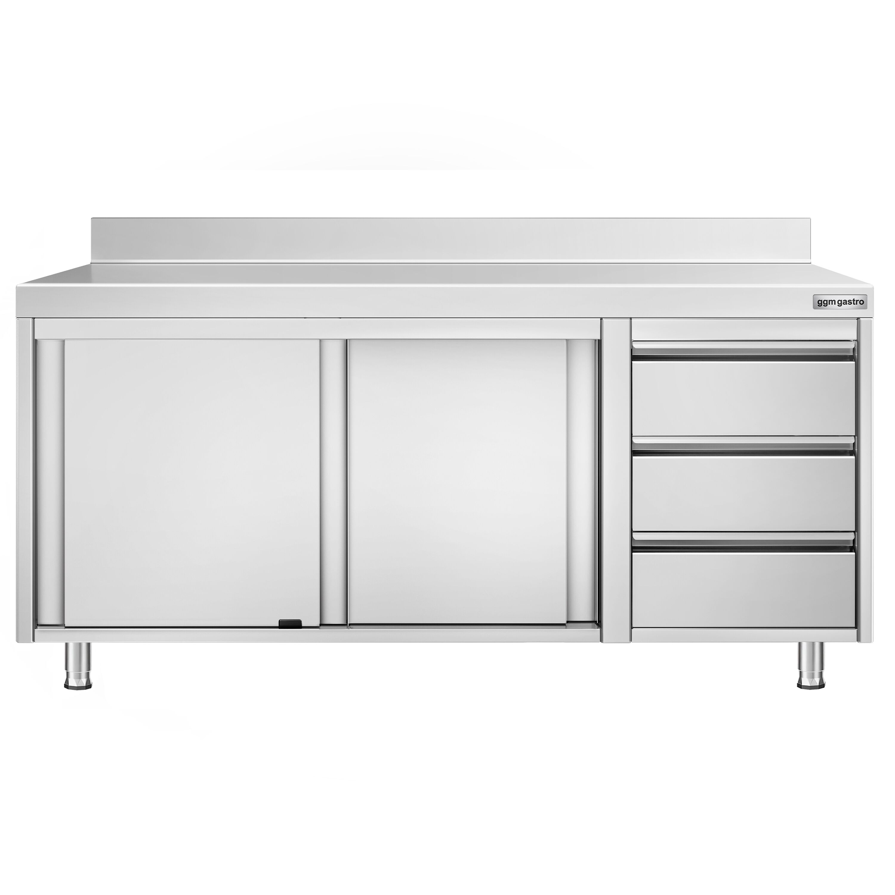 Roostevaba kapp 1800×600mm, lükandustega, 3 sahtlit paremal, tagaserv