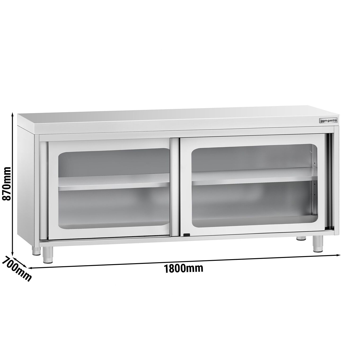 Roostevaba kapp 1800×700mm, klaas-lükandustega