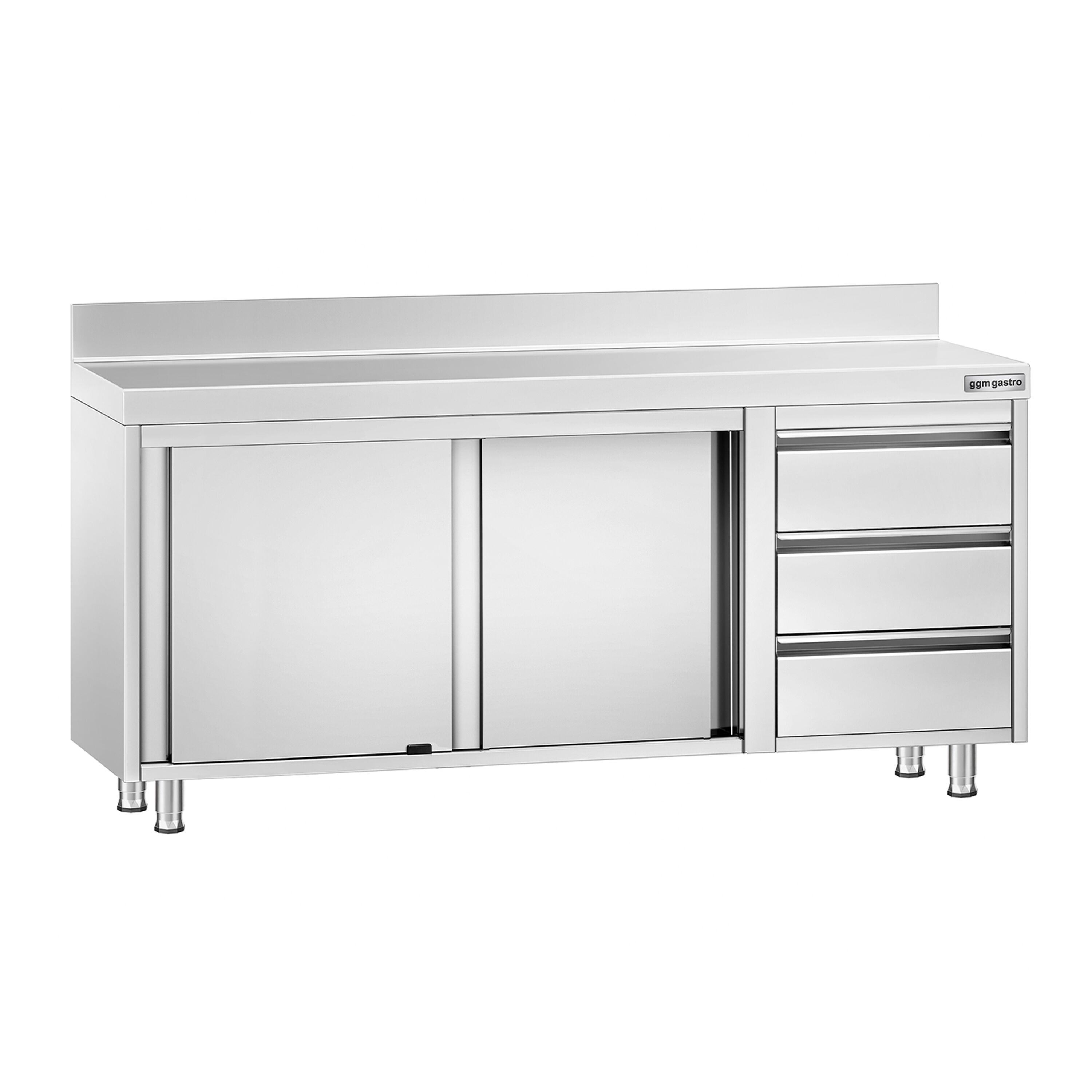 Roostevaba kapp 1800x700mm, lükandustega, 3 sahtlit paremal, tagaserv