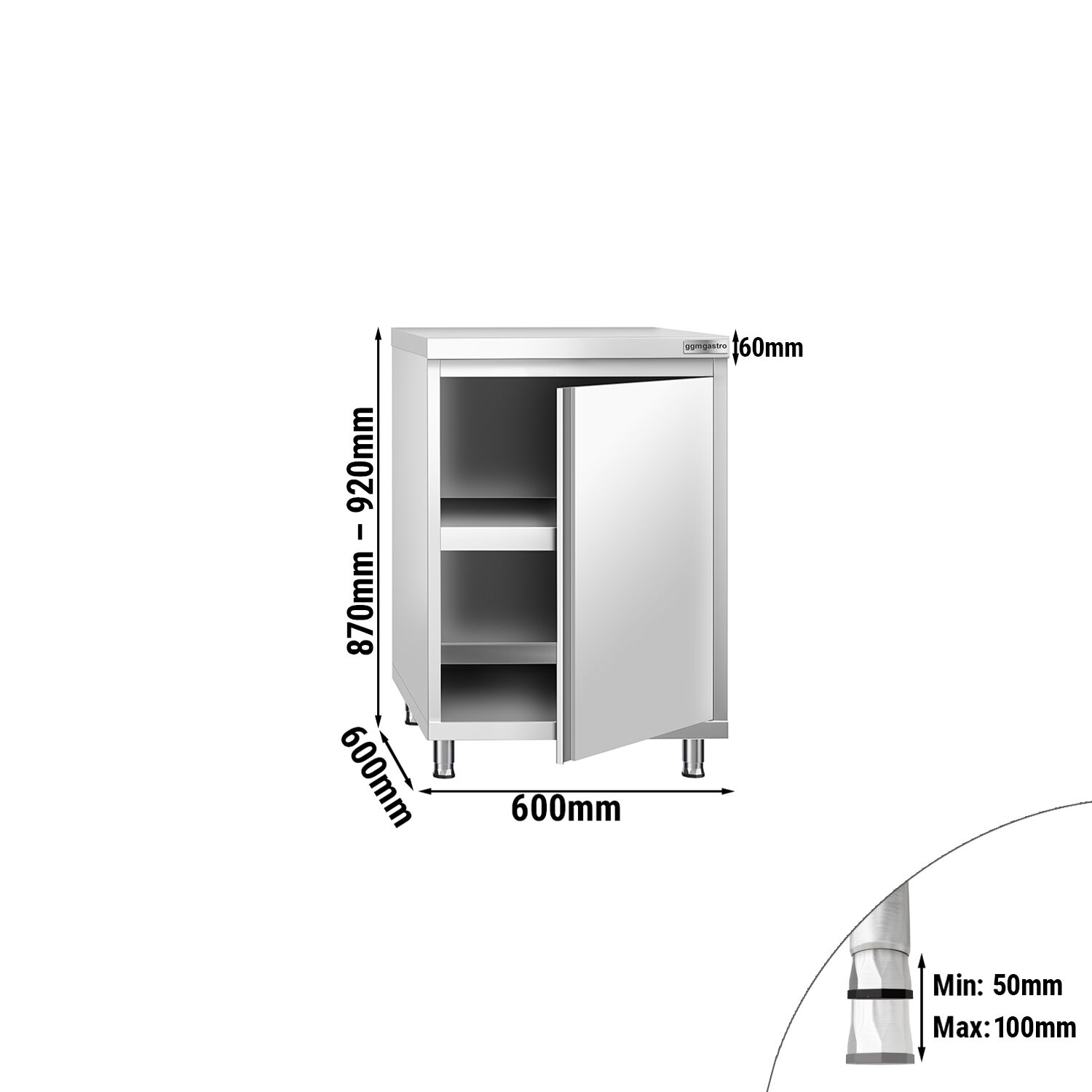 Roostevaba kapp 600×600mm, tiibustega